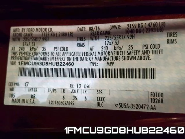 1FMCU9GD8HUB22460