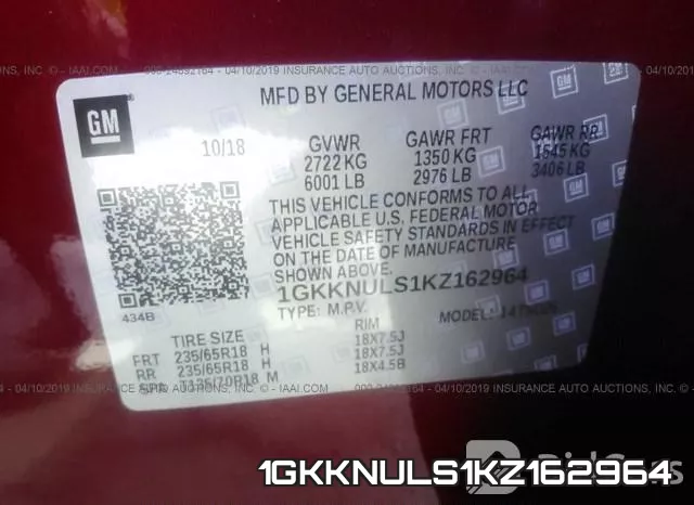 1GKKNULS1KZ162964