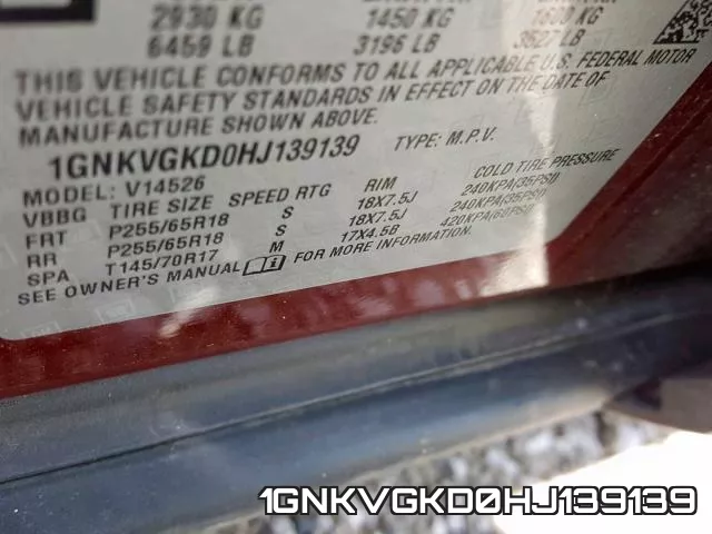 1GNKVGKD0HJ139139