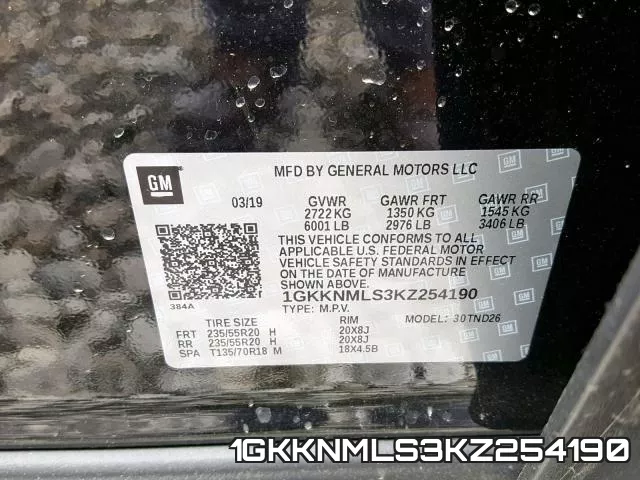 1GKKNMLS3KZ254190