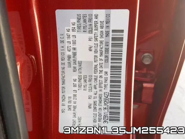 3MZBN1L35JM255423