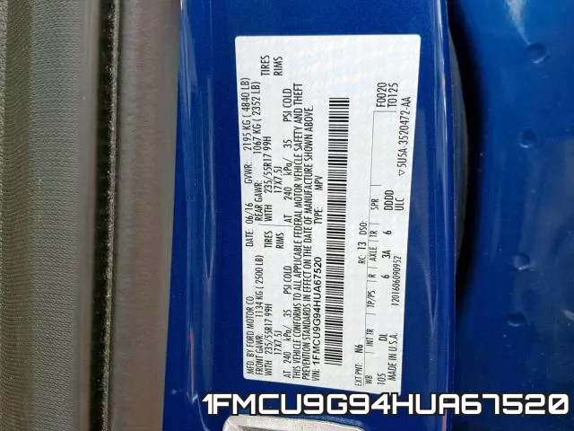 1FMCU9G94HUA67520