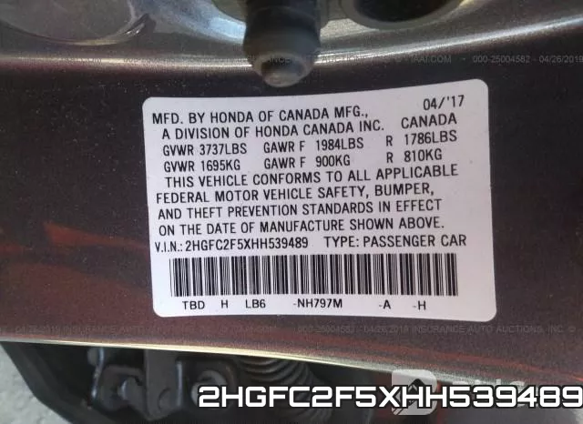 2HGFC2F5XHH539489