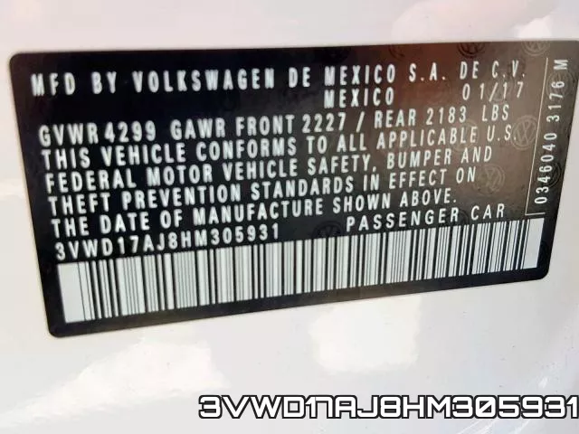 3VWD17AJ8HM305931