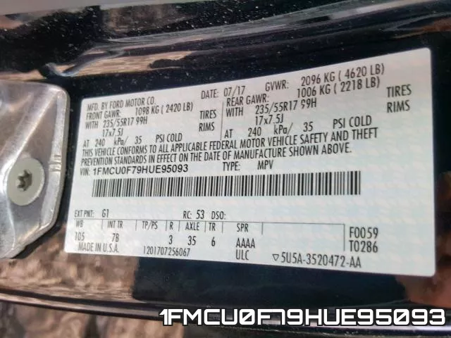 1FMCU0F79HUE95093