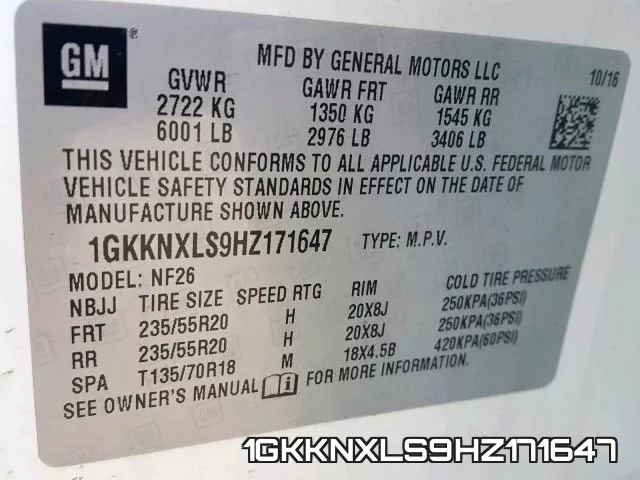 1GKKNXLS9HZ171647