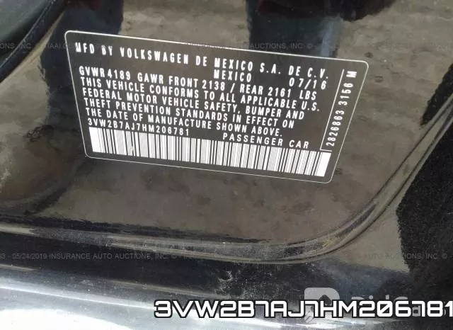 3VW2B7AJ7HM206781