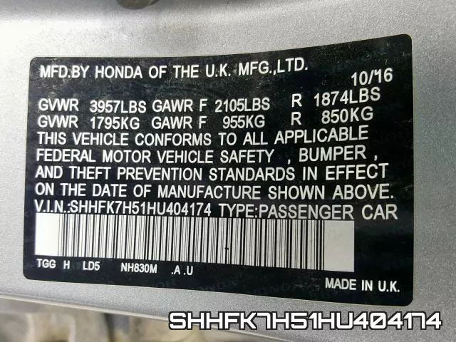 SHHFK7H51HU404174