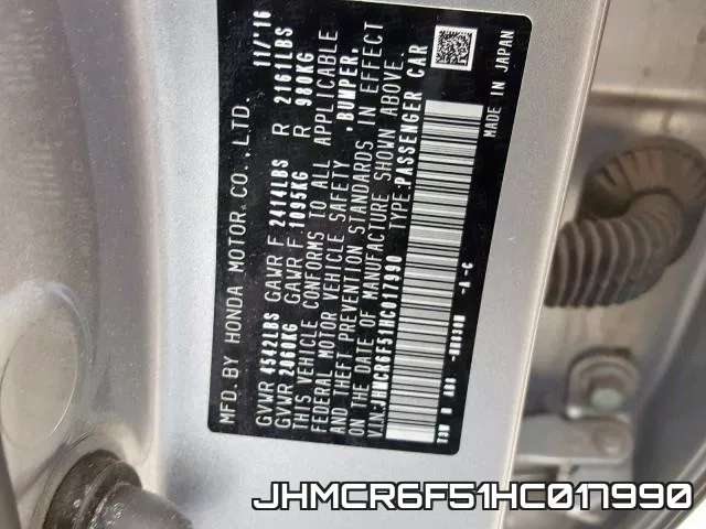 JHMCR6F51HC017990