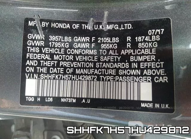 SHHFK7H57HU429872