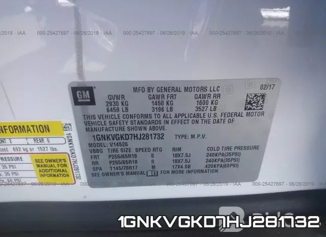 1GNKVGKD7HJ281732