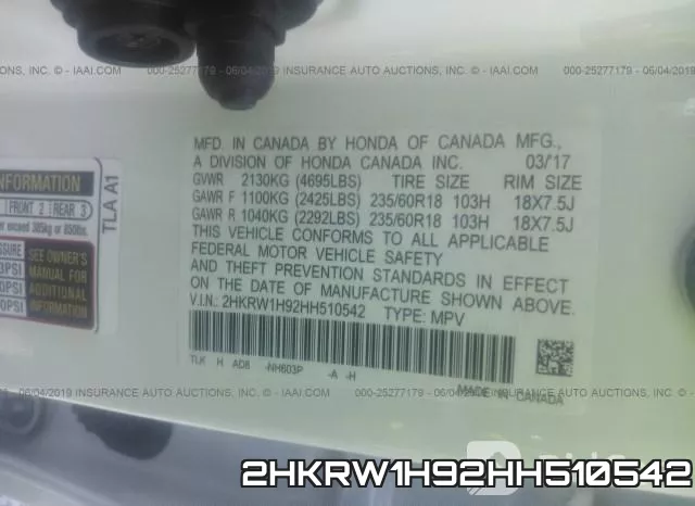 2HKRW1H92HH510542