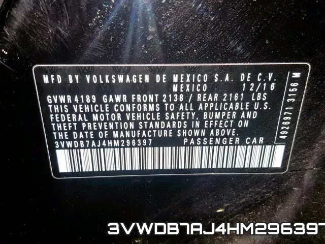 3VWDB7AJ4HM296397