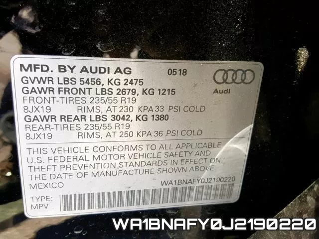 WA1BNAFY0J2190220