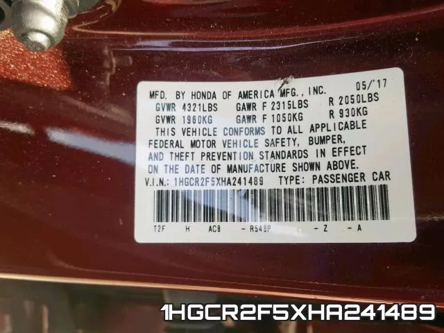 1HGCR2F5XHA241489