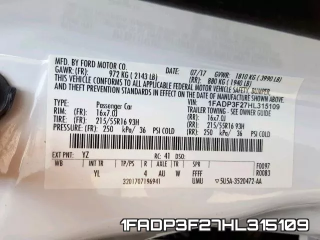 1FADP3F27HL315109