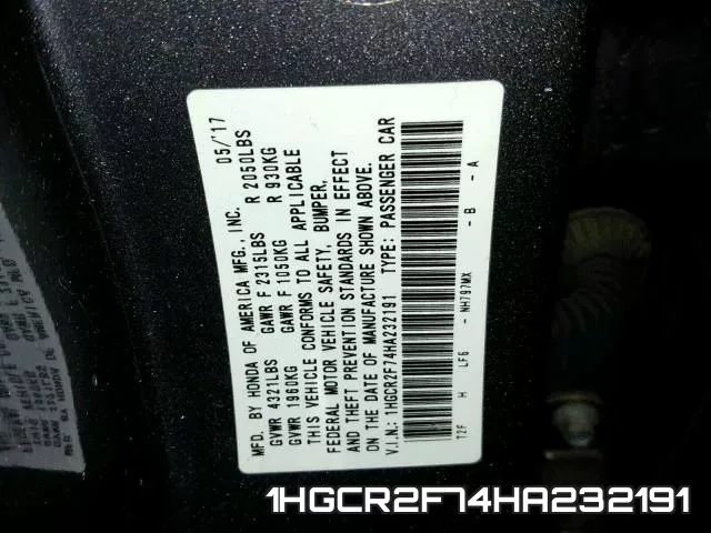 1HGCR2F74HA232191