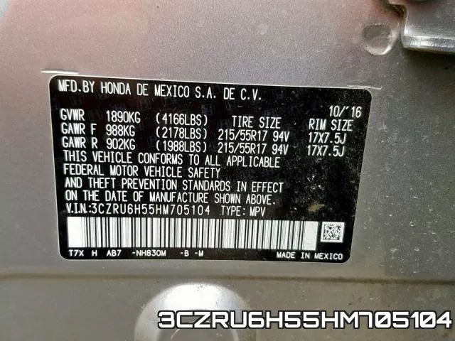 3CZRU6H55HM705104