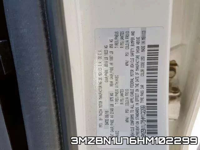 3MZBN1U76HM102299