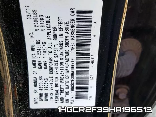 1HGCR2F39HA196513