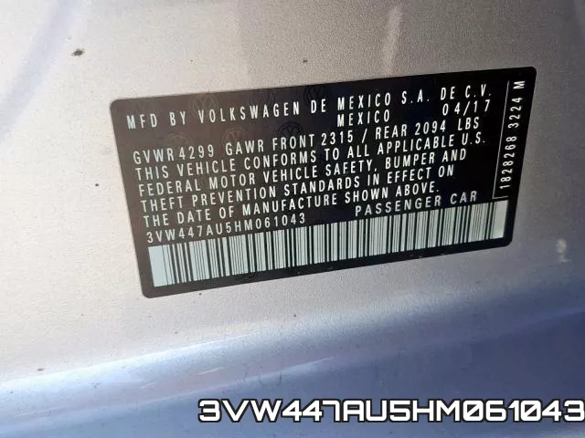 3VW447AU5HM061043