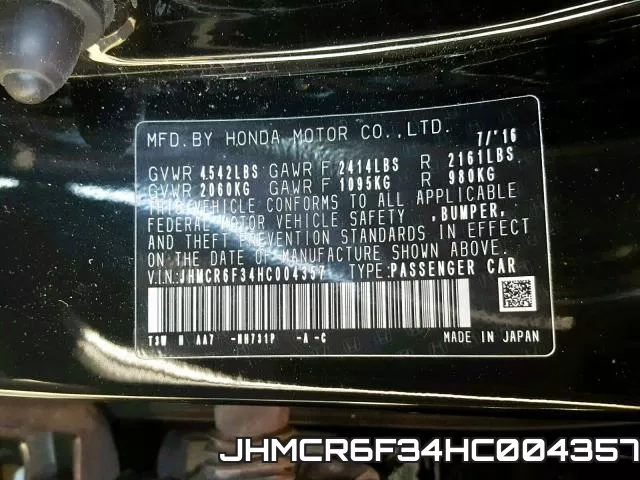 JHMCR6F34HC004357