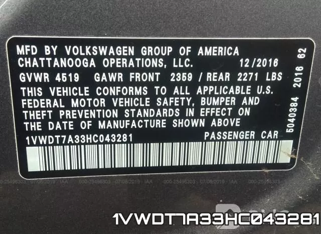 1VWDT7A33HC043281