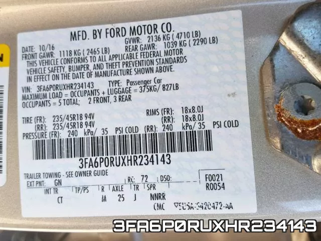 3FA6P0RUXHR234143