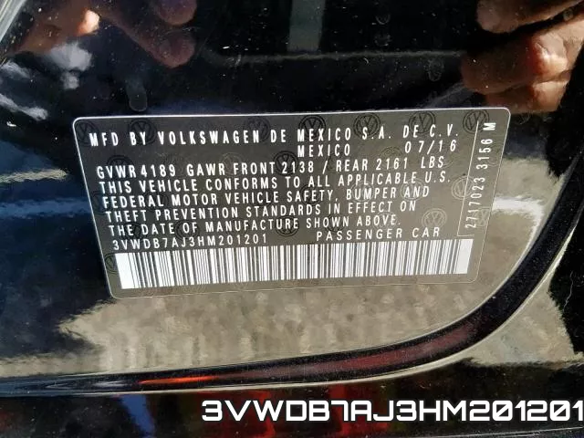 3VWDB7AJ3HM201201