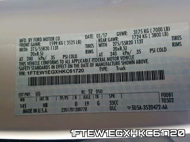 1FTEW1EGXHKC61720