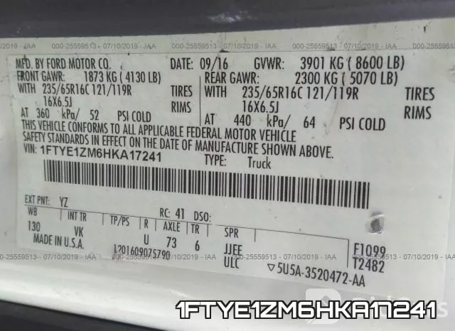 1FTYE1ZM6HKA17241