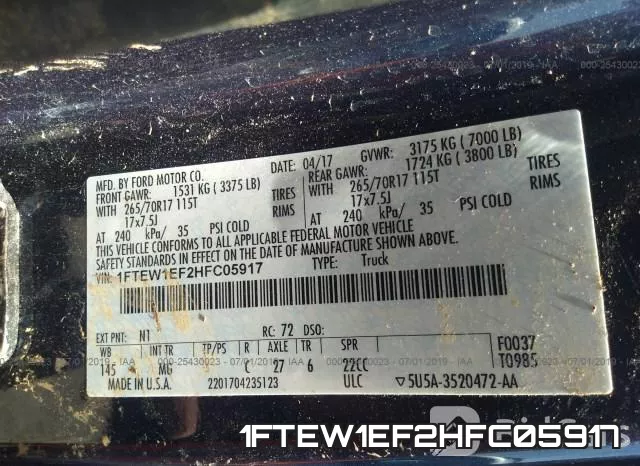 1FTEW1EF2HFC05917