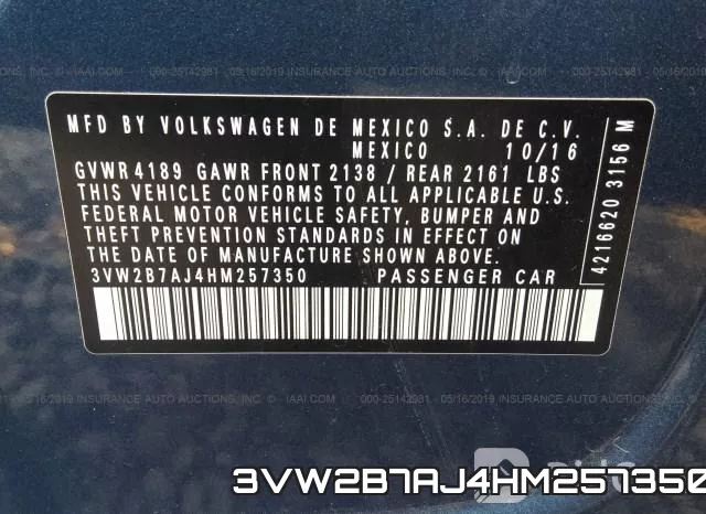 3VW2B7AJ4HM257350