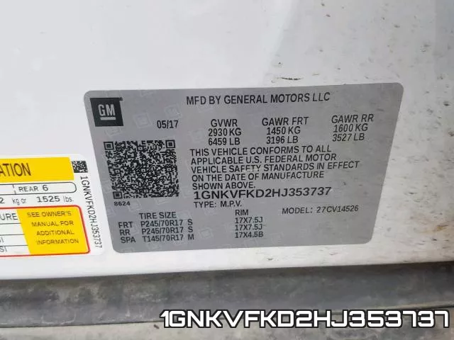 1GNKVFKD2HJ353737