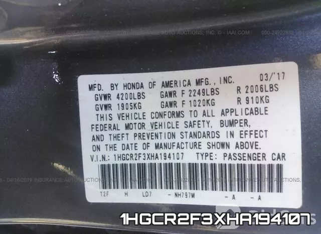 1HGCR2F3XHA194107