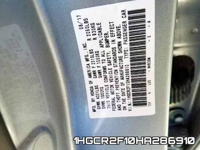 1HGCR2F10HA286910