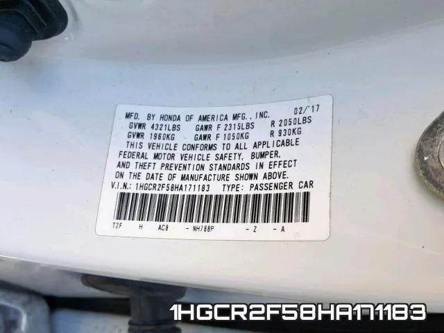 1HGCR2F58HA171183