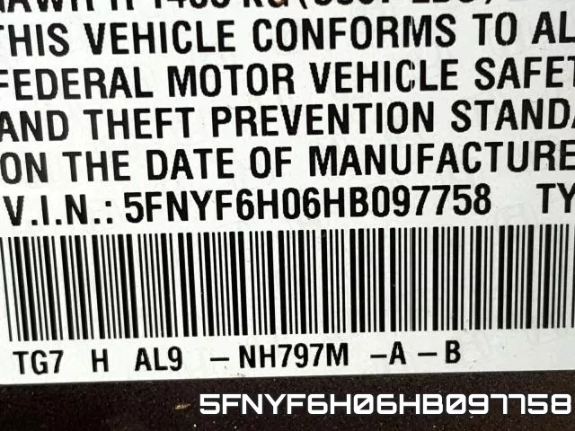 5FNYF6H06HB097758