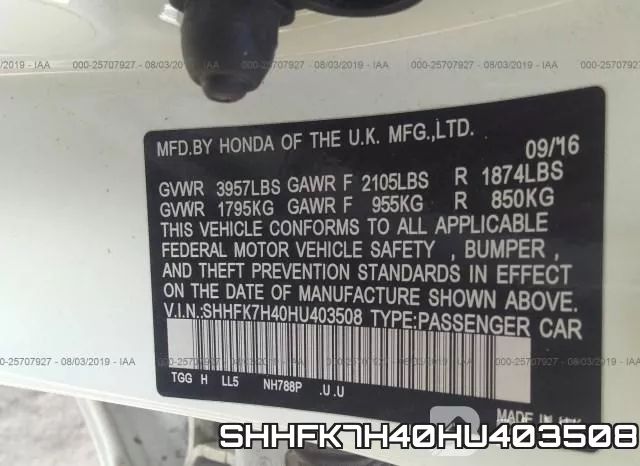 SHHFK7H40HU403508