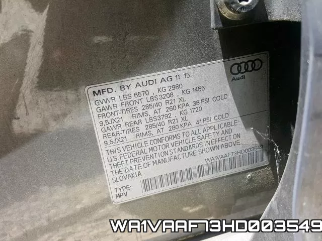 WA1VAAF73HD003549