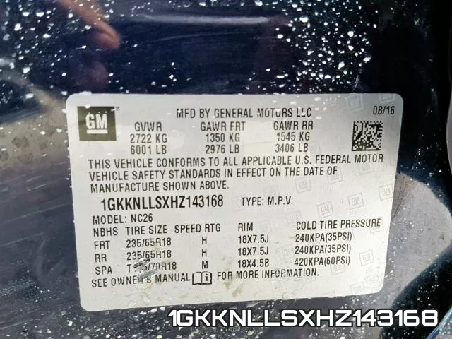 1GKKNLLSXHZ143168