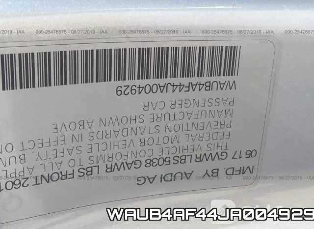 WAUB4AF44JA004929