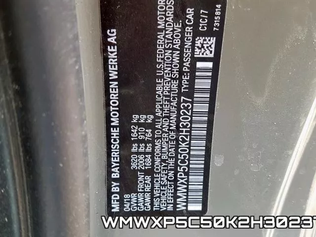 WMWXP5C50K2H30237