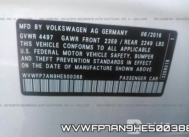 WVWFP7AN9HE500388