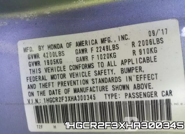 1HGCR2F3XHA300345