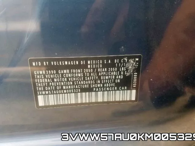 3VWW57AU0KM005329