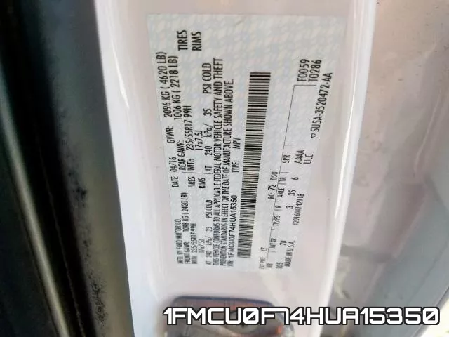 1FMCU0F74HUA15350