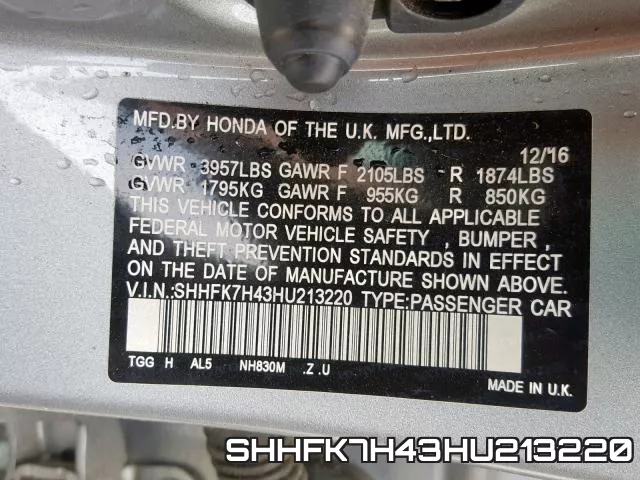 SHHFK7H43HU213220