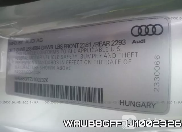 WAUB8GFF7J1002326