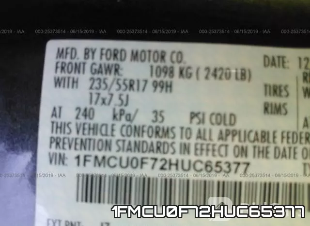 1FMCU0F72HUC65377